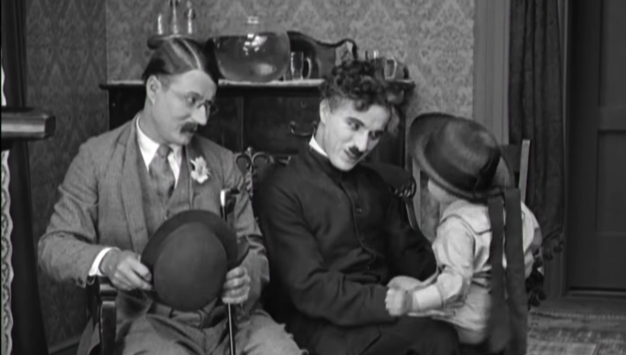 Sydney and Charlie Chaplin with Dean Reisner in The Pilgrim, 1923